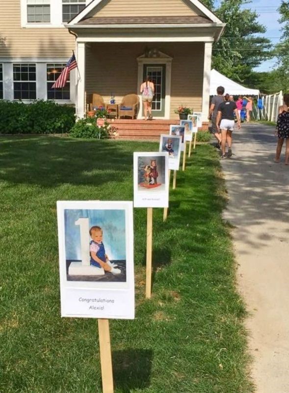 childhood photos in the driveway