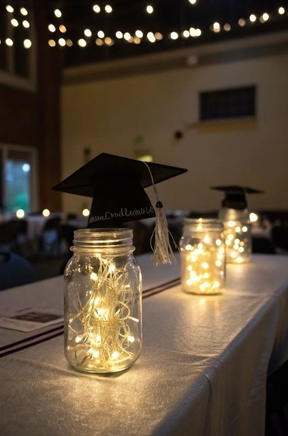graduation party led mason jars