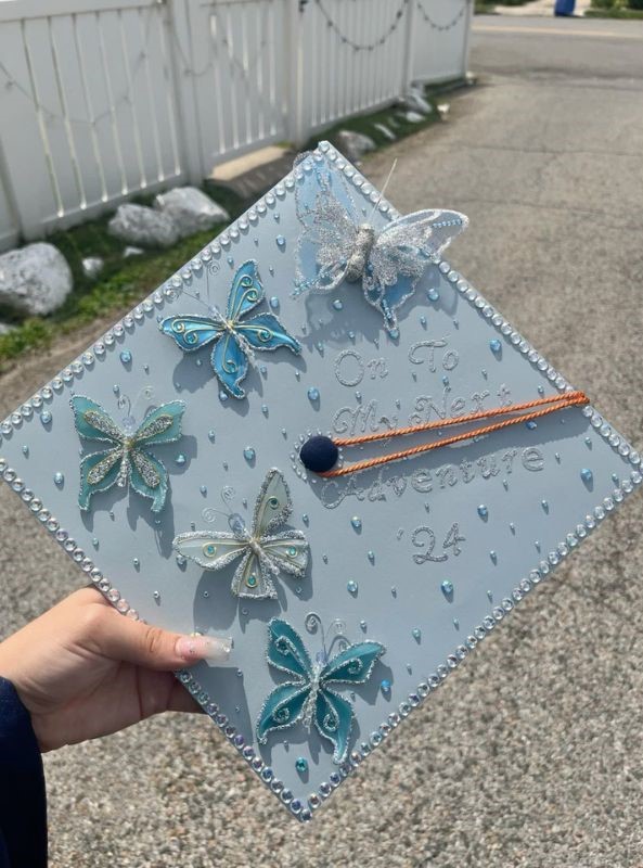 light blue graduation cap inspo