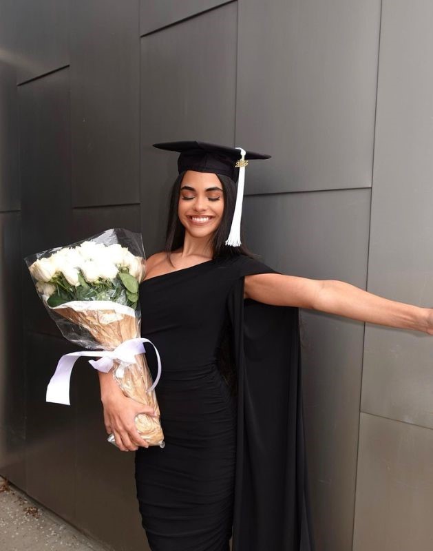 black one shoulder ruched graduation outfit ideas