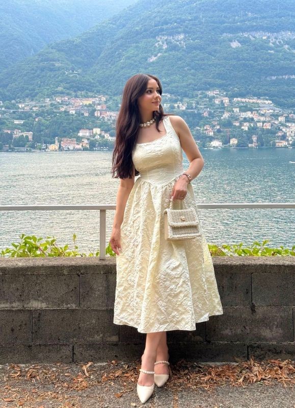 Cream Floral Jacquard Midi Dress
