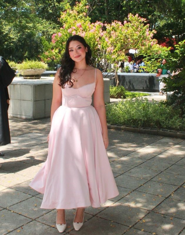 Soft Pink Fit and Flare Midi Graduation Outfit Ideas