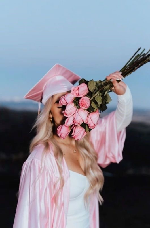 hiding behind the boquet graduation photoshoot ideas