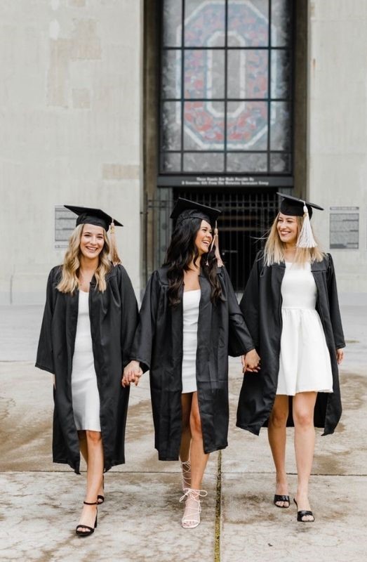 3 grad girls walking