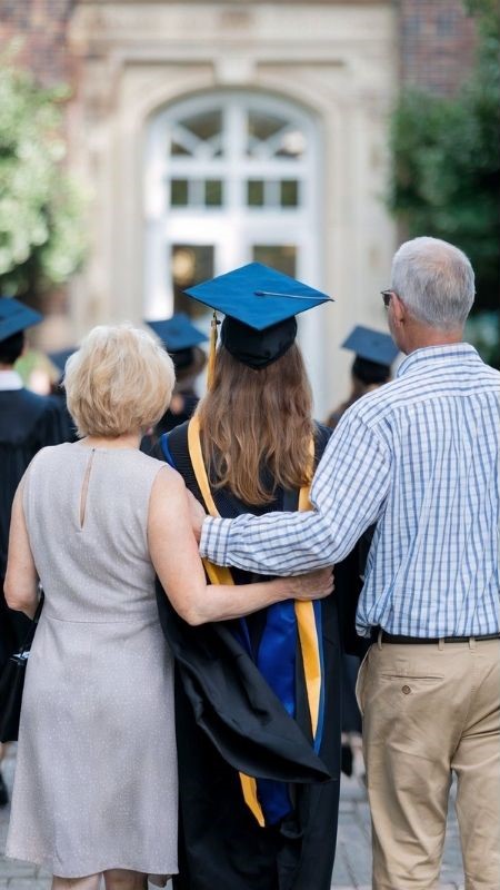 walking with parents - graduation photoshoot ideas
