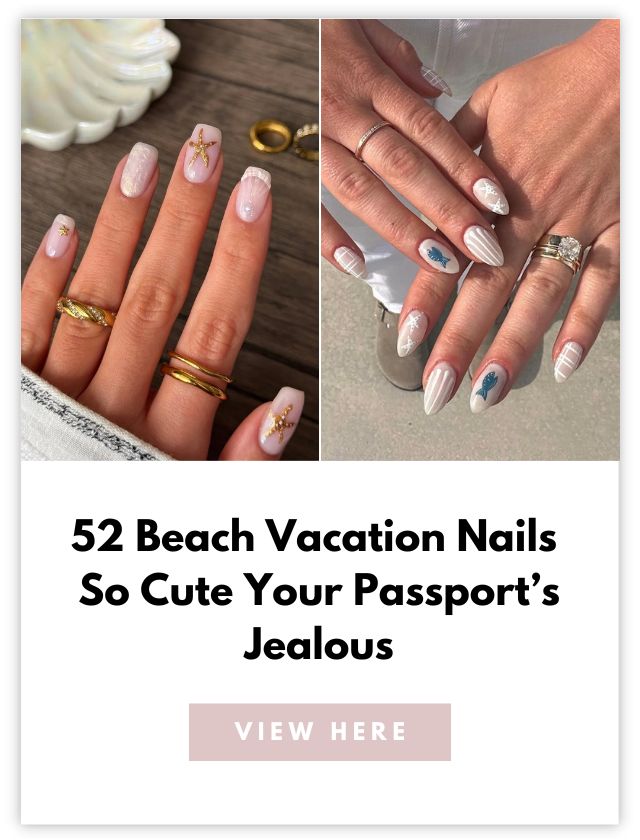 beach vacation nails card