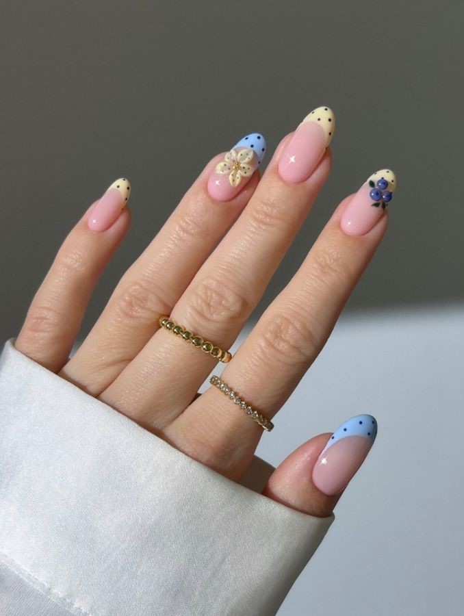 blue and yellow butter tips