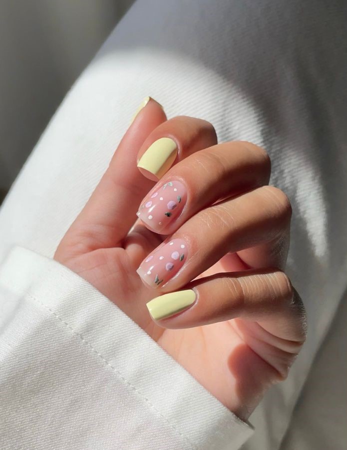 Soft Butter Dot Nails