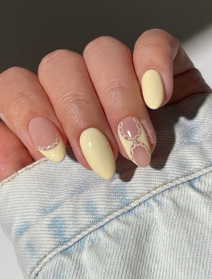 lace butter yellow nails