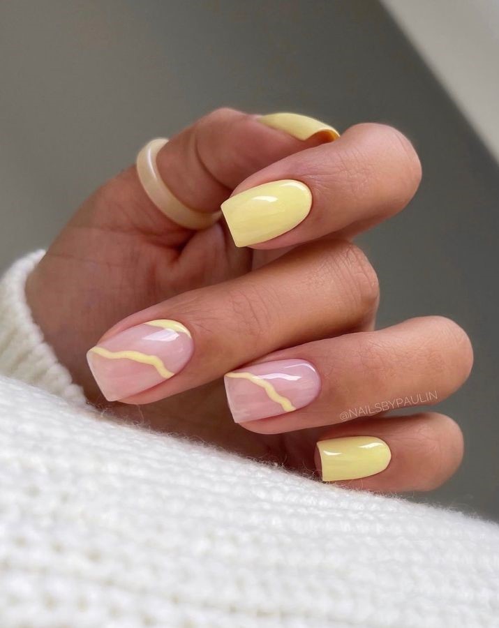 wavy butter yellow nails