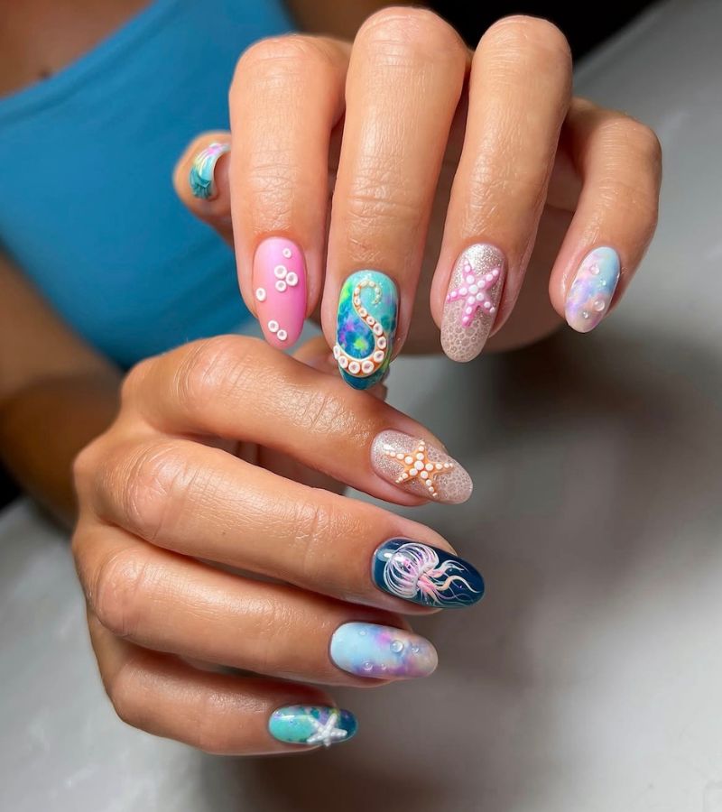 under the sea ocean nails