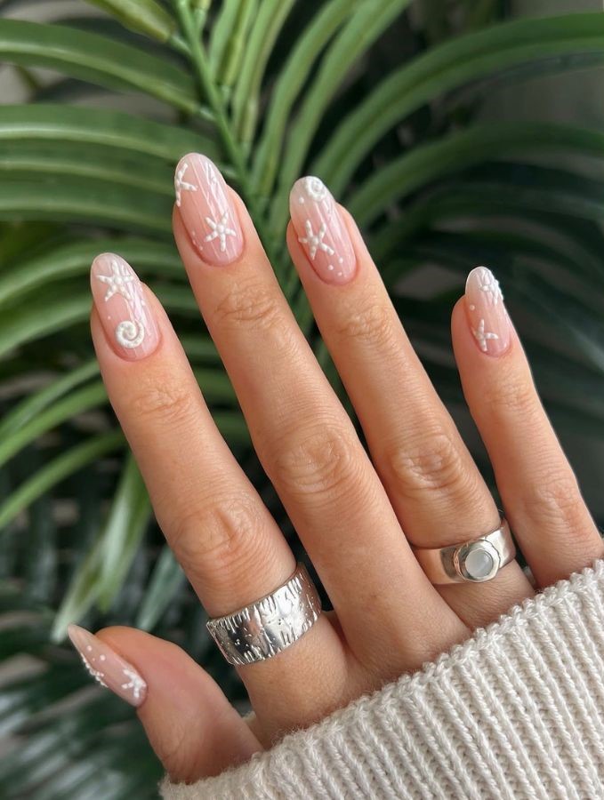 minimal white ocean nails