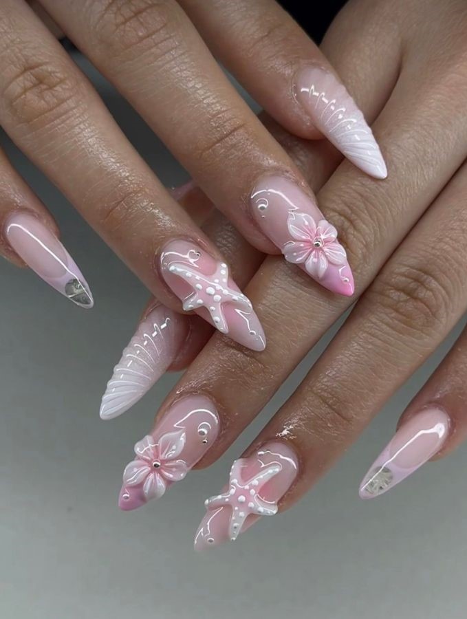 pink mermaid nails