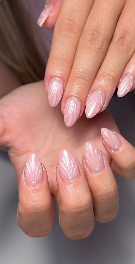 pearly seashell nails