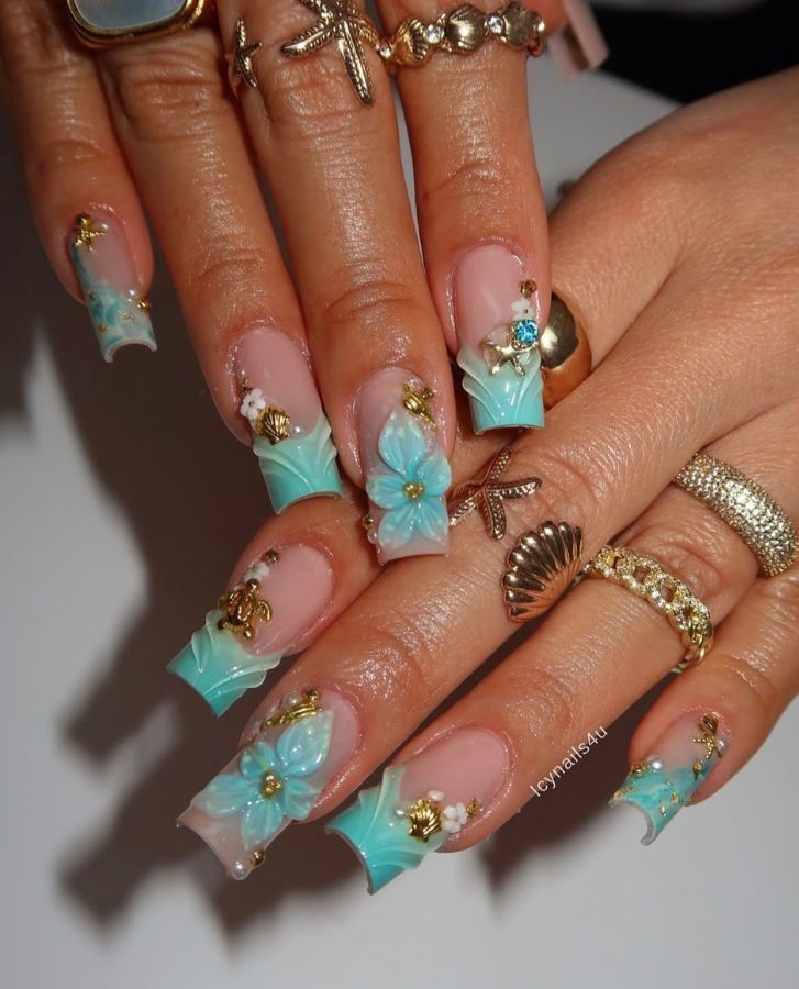 ocean glam nails