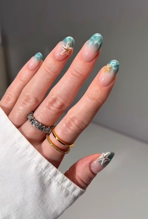 ocean starfish french tips