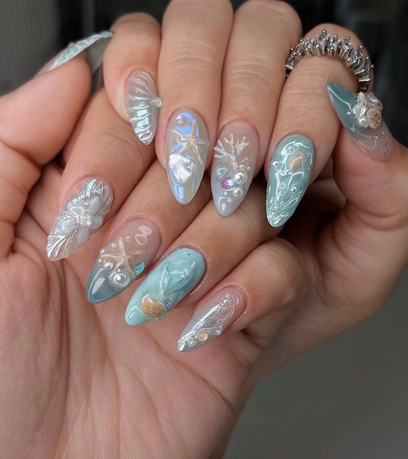 blue mermaid nails