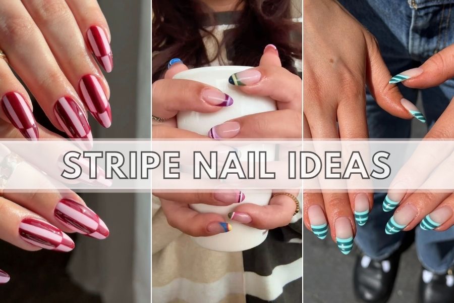 striped nail ideas collage