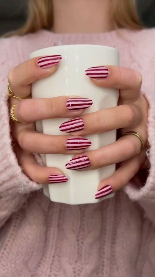 red stripe nail designs
