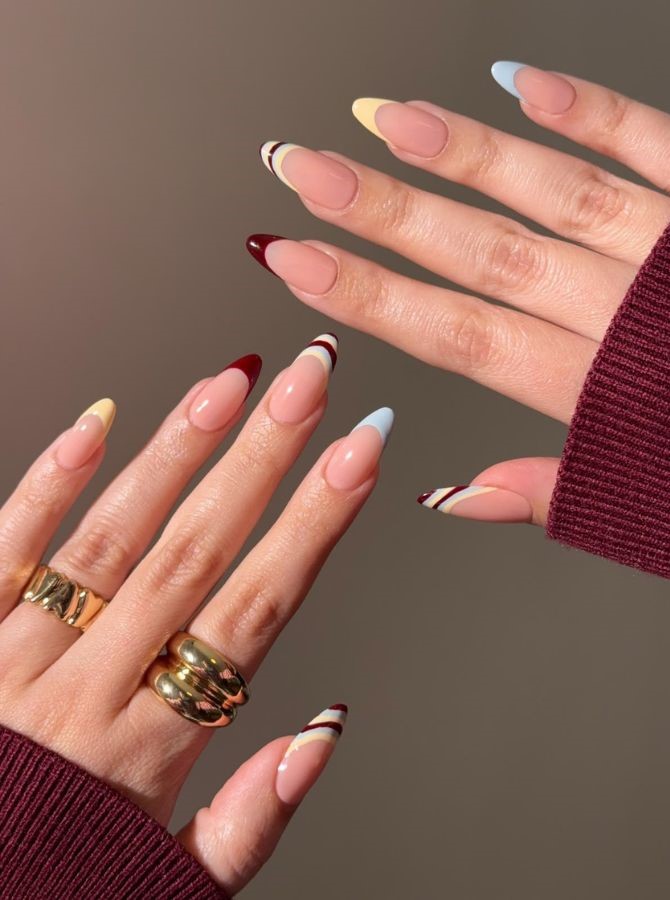 soft girl stripe nails