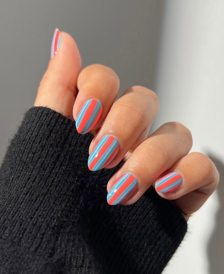 mermaid striped nails