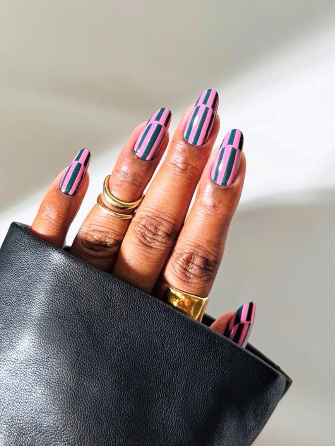striped nails frenchies