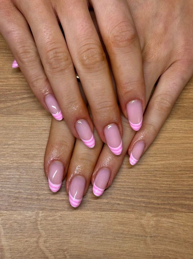 pink french stripe nail ideas