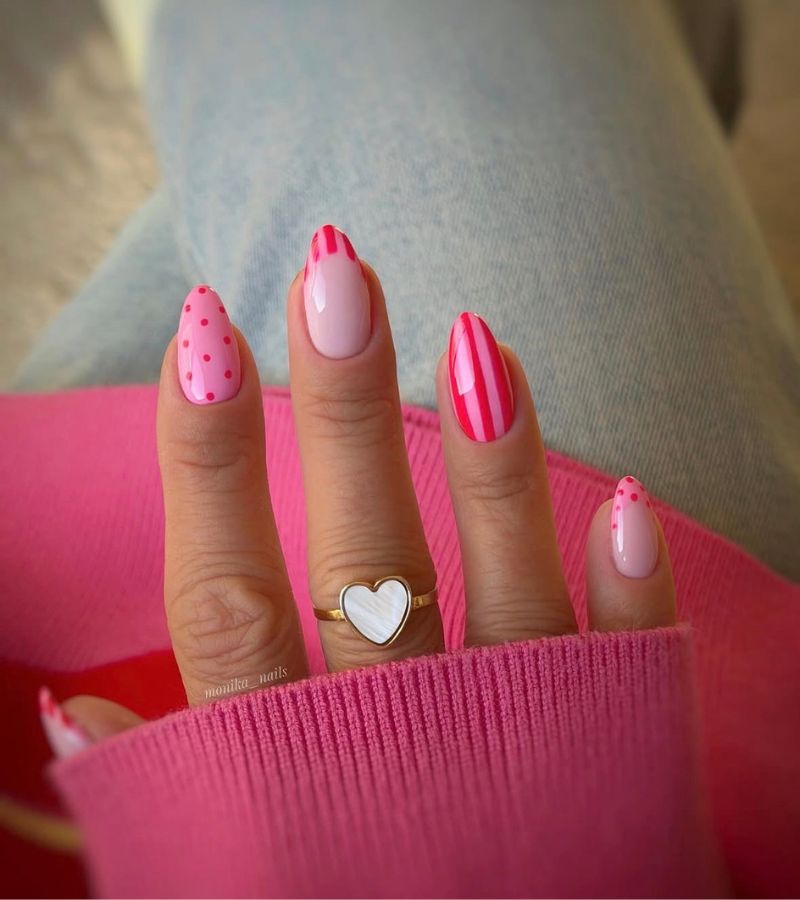 barbie striped french nails