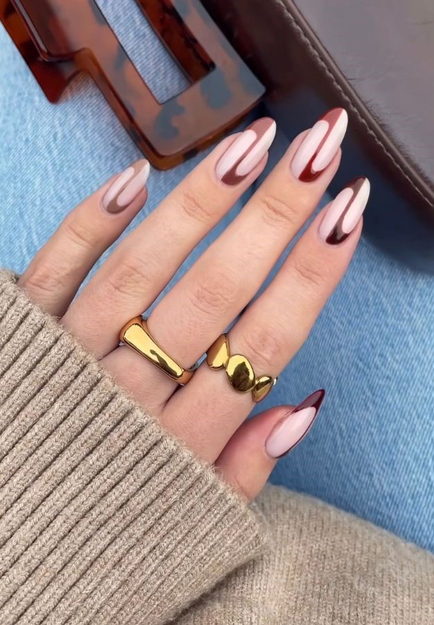 mocha chrome french tips