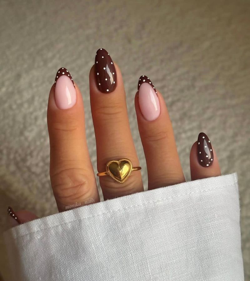 chocolate polka dot nails