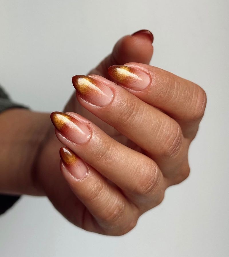 golden autumn french tips september nails