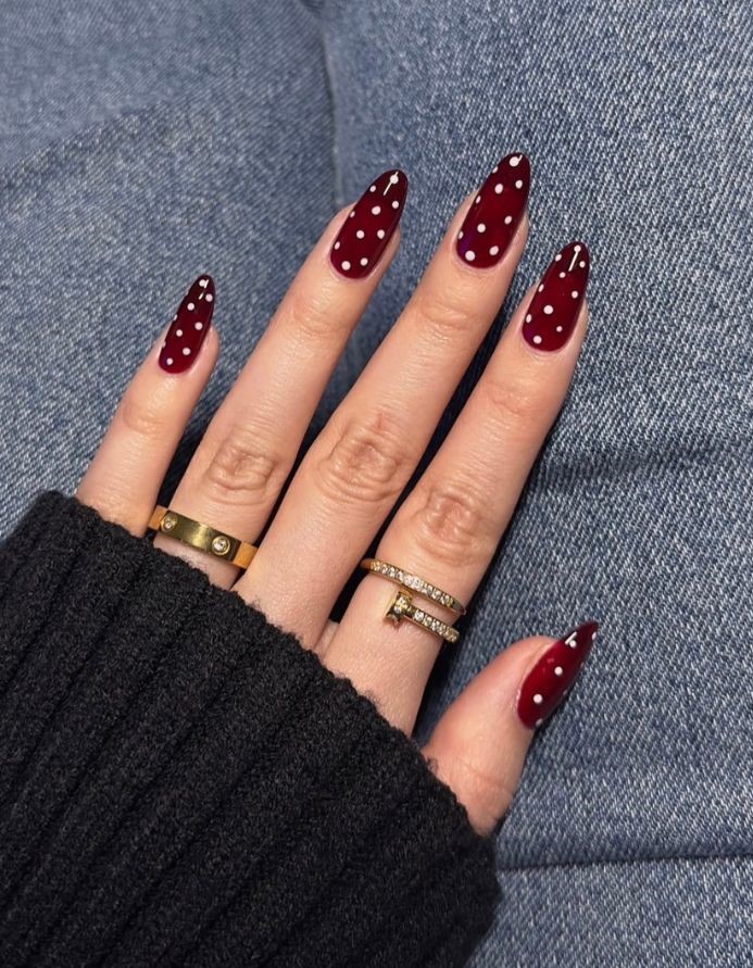 cherry polka dot nails