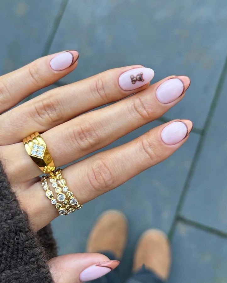 light brown teddy nails