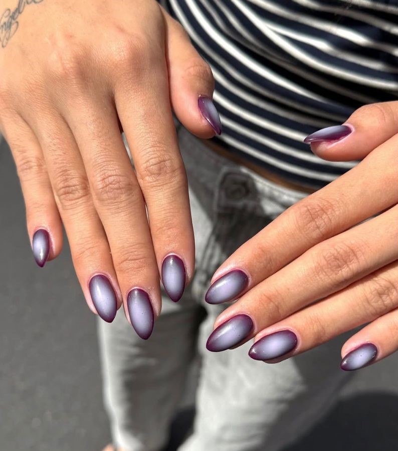 velvet plum cateye nails