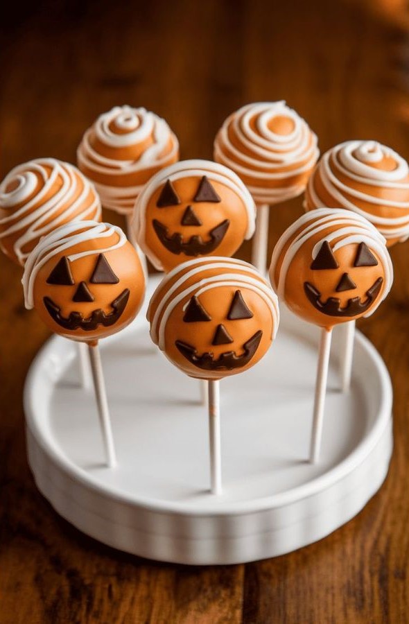 Jack-O’-Lantern Cake Pops