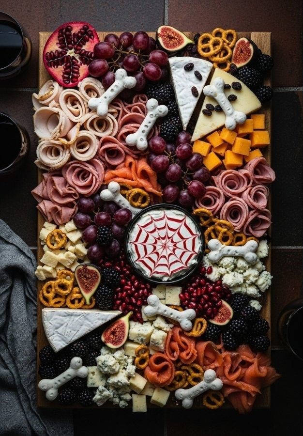 Spiderweb & Bone halloween Charcuterie Board