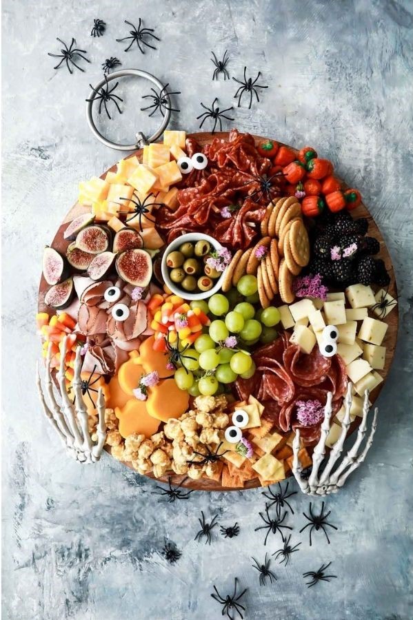 Spider Attack Halloween Charcuterie Board
