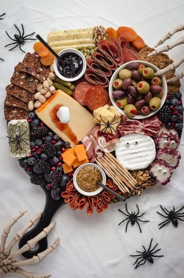 Spider-Topped Cheese Board