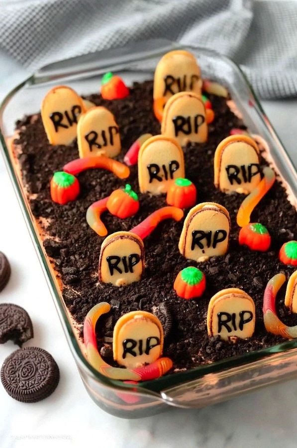 halloween desserts Graveyard Dirt Cake