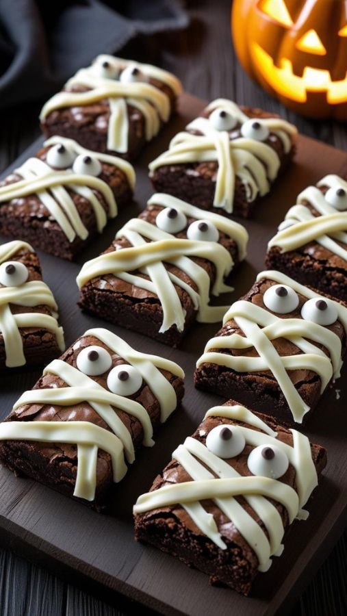 halloween desserts Mummy Brownies