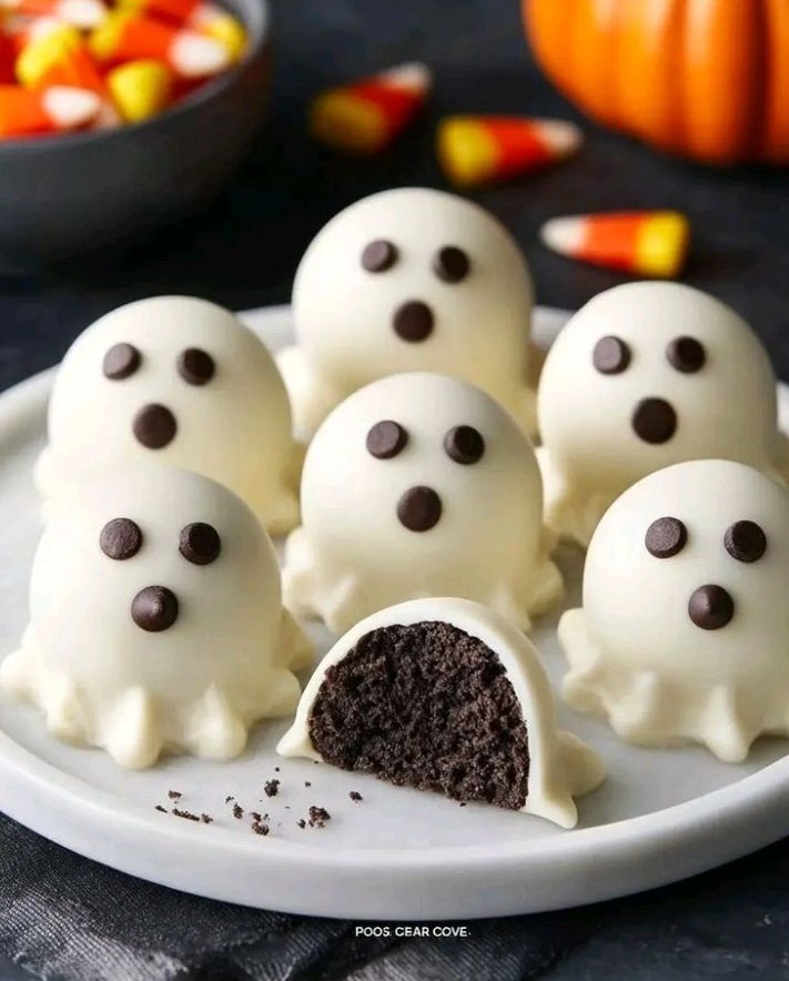 Chocolate Ghost Truffles halloween desserts
