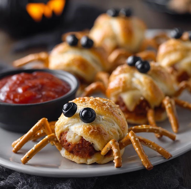 spider meatball bites