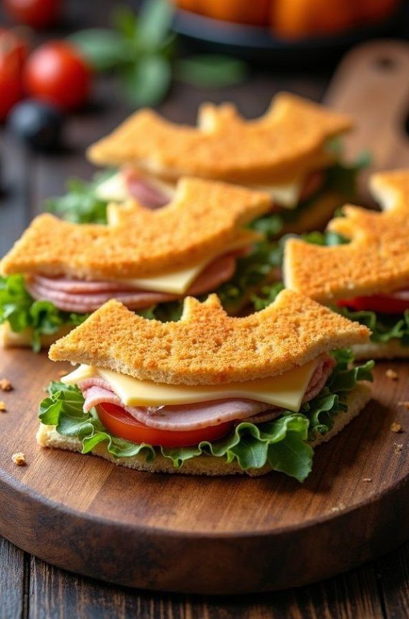 bat sandwiches halloween finger foods