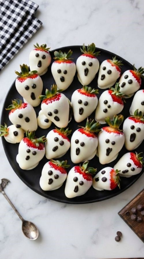 Ghost Strawberries halloween finger foods
