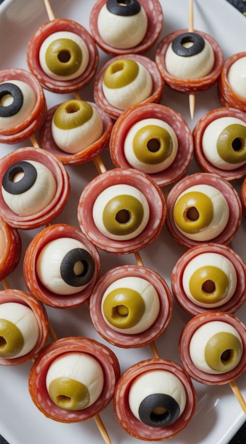 Salami Eyeball Skewers halloween finger foods