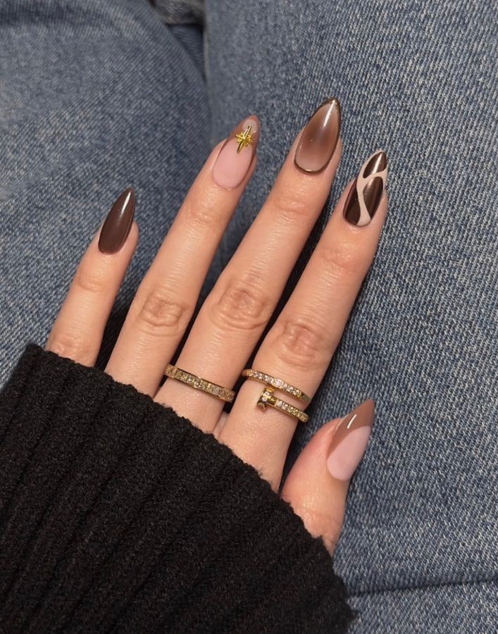 Chocolate Swirl Nails