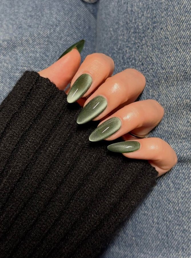 Olive Velvet Nails