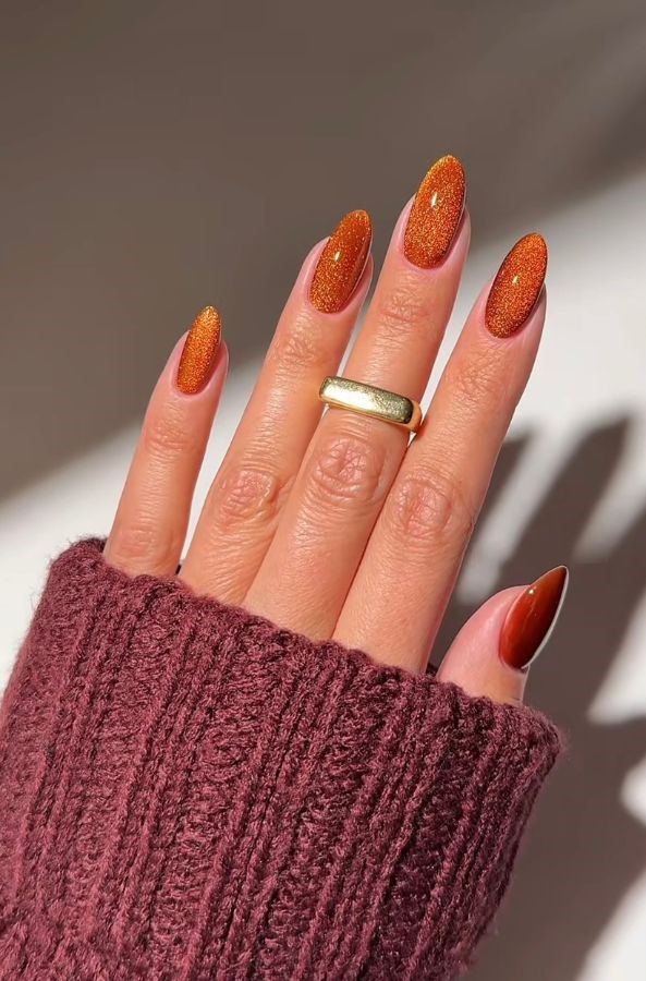 Burnt Orange Velvet Nails