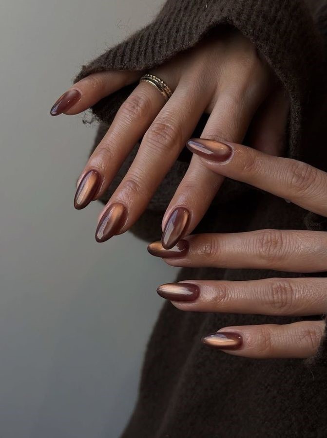 Mocha Chrome Nails