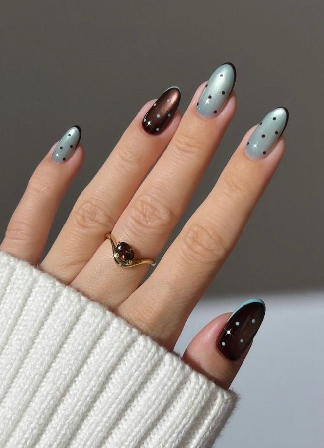 Chocolate Mint Celestial Nails